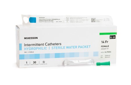McKesson Straight Tip Hydrophilic Female Catheter 6-Inch